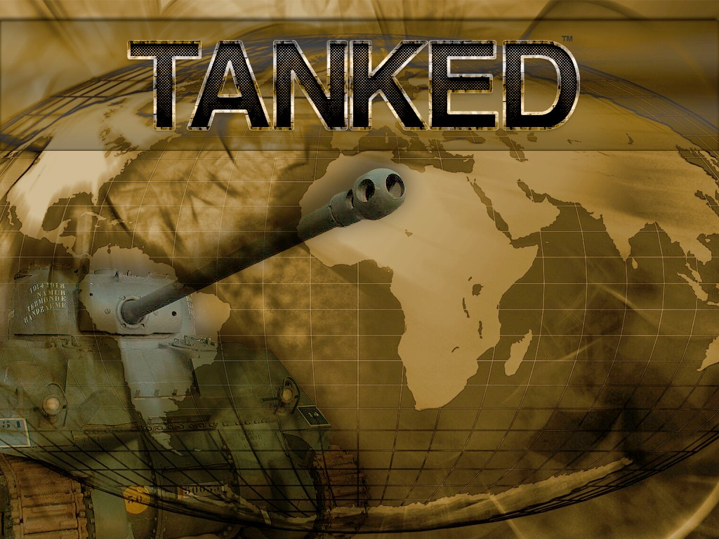 Original Tanked title artwork with tanks against a golden globe.
